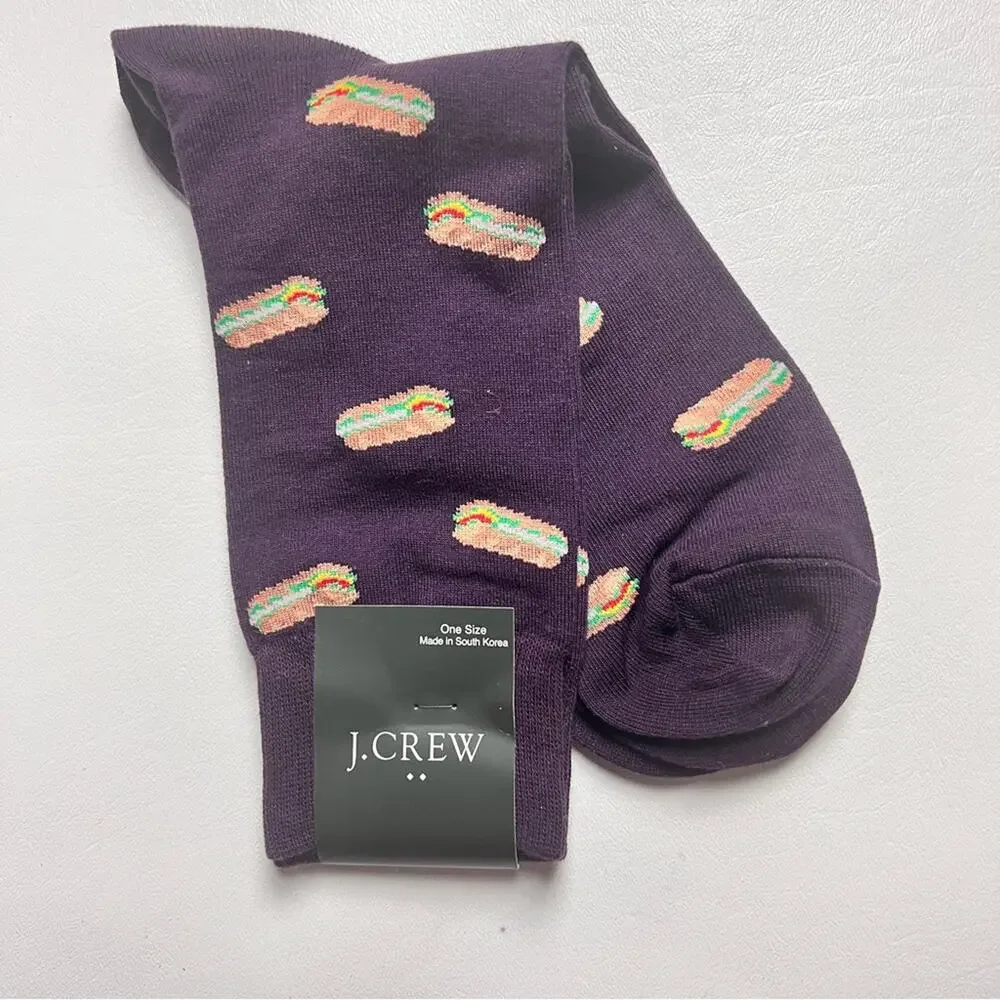 J.Crew Men's Sandwich Print Graphic Design Trouser Socks Onesize NWT